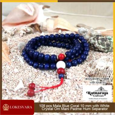 Tasbih Mala Buddha 108 pcs Mala Dark Blue Coral 10 mm with Red Coral