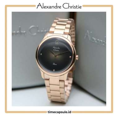 JAM TANGAN WANITA ALEXANDRE CHRISTIE ORIGINAL AC 2861 LH ROSEGOLD BLACK