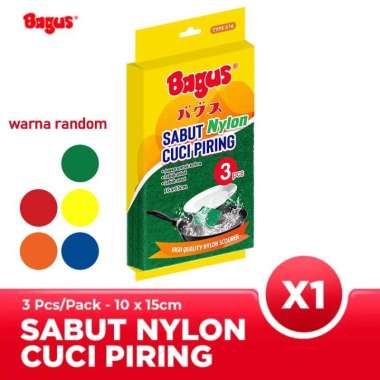 BAGUS - Sabut Nylon | Spons Cuci Piring | Sponge Alat Masak Isi 3