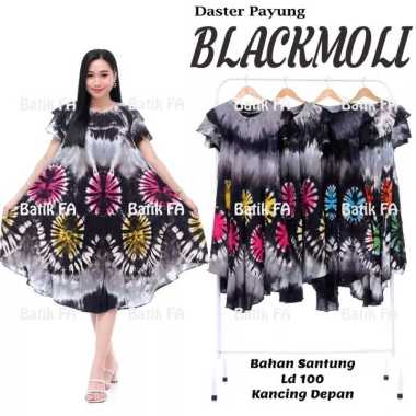 Daster Payung BLack MOLI Busui kancing depan
