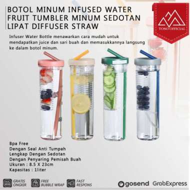 BOTOL MINUM INFUSED WATER FRUIT TUMBLER MINUM SEDOTAN LIPAT INFUSER