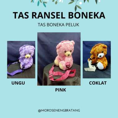 Tas boneka Peluk Kecil Beruang Pink Ungu Coklat anak perempuan TK coklat
