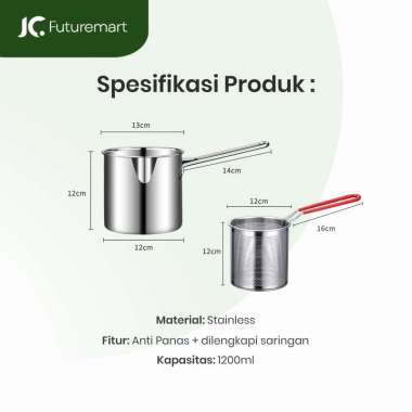 PANCI GORENG DEEP FRYER POT STRAINER STAINLESS REBUS MIE 1200ML