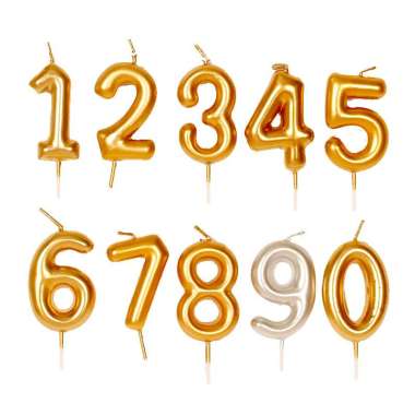 LILIN ANGKA GOLD SILVER - Candle Pesta Ultah Ulang Tahun Birthday Party Cake Kue Lucu #0 GOLD