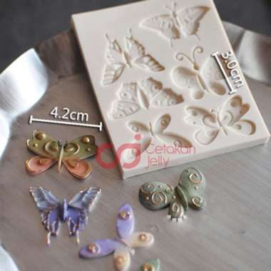 Cetakan Jelly Cetakan Fondant Clay Butterfly 6 cav