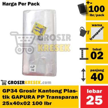 GP34 Kantong Plastik GAPURA PP Transparan 25x40x02 isi 100 lembar