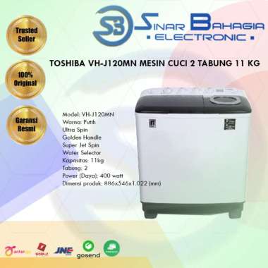 TOSHIBA VH-J120MN MESIN CUCI 2 TABUNG 11 KG (NEW)(KHUSUS BANDUNG)