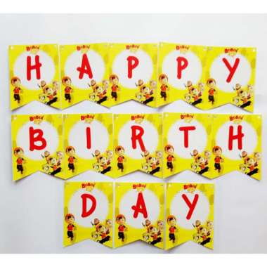 banner flag bunting flag garland flag ulang tahun happy birthday karakter boboiboy boboi boy warna k