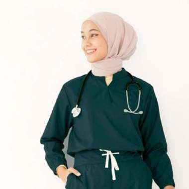 [ Lvin ] FLARE SKIRT SCRUBS - Vol 01 - Baju OKA Rok Mandarin Collar Lengan Panjang / Baju Jaga /Set 