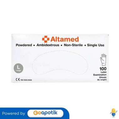 ALTAMED GLOVES NON STERILE LATEX SIZE L BOX 100 PCS