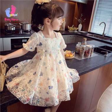 Dress Anak Perempuan Gaun Rok Anak Korean Style Import 1-10 Tahun 130 (5-7 tahun) Putih