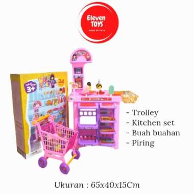 megamart sg toys / mainan masak-masakan lengkap / trolly mainan Multicolor