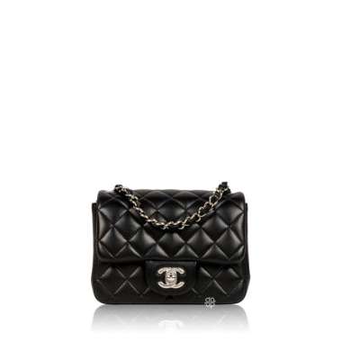 Chanel Mini Square Black Lamb GHW