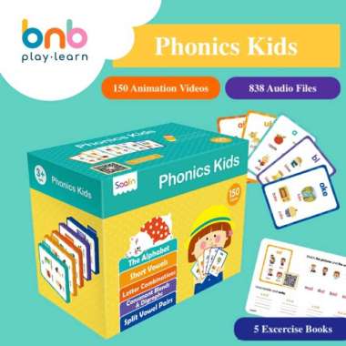 saalin 150 phonics words flash cards mainan edukasi anak Multicolor