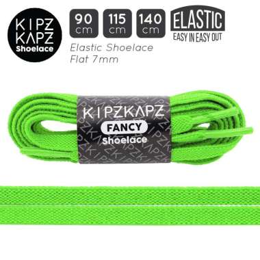 KIPZKAPZ XS65 Elastic Flat Shoelace / Tali Sepatu Pipih Elastis [7mm] 90 cm Green Gekko
