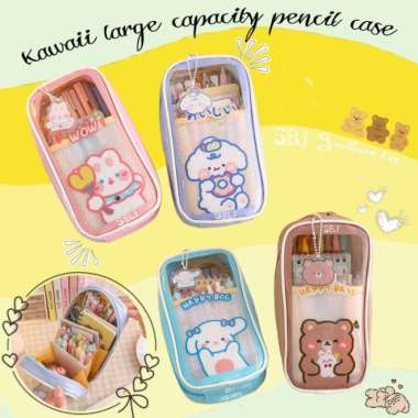 tempat pensil anak perempuan cewek pencil case besar waterproof kawaii Multicolor