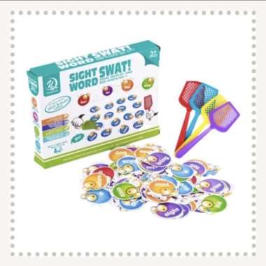 mainan sight swat words, mainan edukasi belajar baca tepuk lalat anak Multicolor