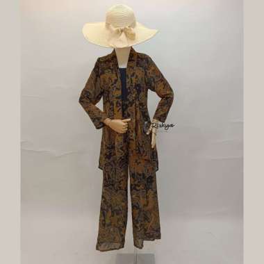Rizkya Batik Setelan Celana Zipper paris Batik Solo Wanita Premium