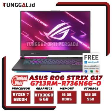 ASUS ROG Strix G17 G713RM RTX 3060 RYZEN 7 17" IPS 360Hz 16GB W11+OHS