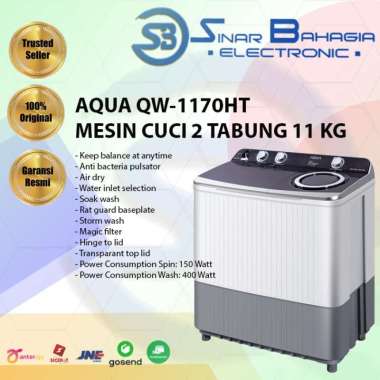 AQUA QW-1170HT MESIN CUCI 2 TABUNG 11 KG (NEW)