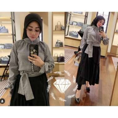 Ada Real Pic Set Blouse Yolanda Stk Kotak Rok Setelan Muslim Hijabers Multicolor