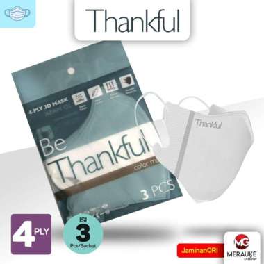 Masker THANKFUL Earloop 3D 4 Ply 3s Putih