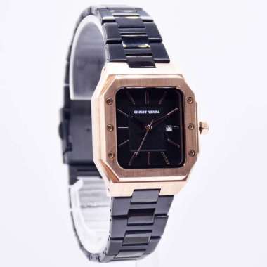 Christ Verra CV 922289L - Jam Tangan Analog Wanita Christ Verra Stainless Steel Original Black Roseg