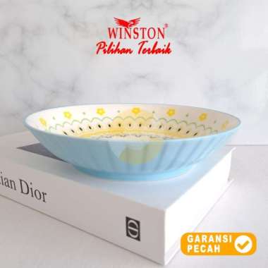 WINSTON 1pcs Glasir Blue Piring Keramik 7,5in | Piring Dalam 19,5cm GLASIR BLUE