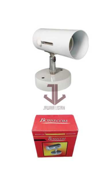 BOSSECOM KAP LAMPU SOROT SPOTLIGHT FITTING E27 PUTIH HITAM Putih