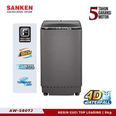 Sanken AW-S807 Mesin Cuci Top Loading 1 Tabung [8 Kg]