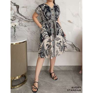 Evercloth Avery Dress Batik Wanita Dress Wanita Terusan Batik Couple Gaun L