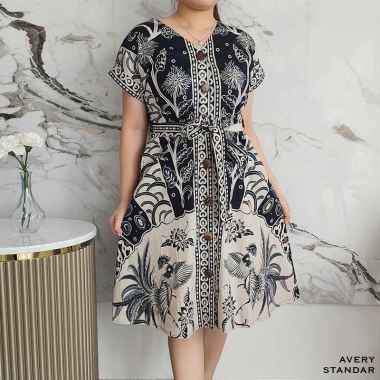 Evercloth Avery Dress Batik Wanita Dress Wanita Terusan Batik Couple Gaun XL