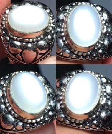Akik Cincin Batu Natural Moonstone Ceylon Biduri Bulan Laut Unik Antik