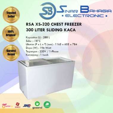 RSA XS-320 CHEST FREEZER 300 LITER SLIDING KACA (NEW) (KHUSUS BANDUNG)