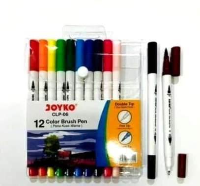 Brush Pen 12 Warna Colour Joyko 2 Mata Spidol Multicolor
