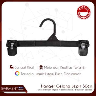Hanger Jepit Dewasa 30cm Plastik Tebal Warna Putih & TRANSPARAN NO BUBBLEWRAP PUTIH