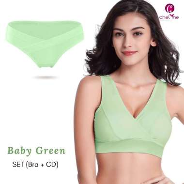 Chelyne BH SET (Bra + CD) Hamil Maternity (L-XXL) T25082 Premium - Bahan Kaos Katun. SET(BH+CD) - B.