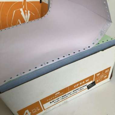 Continuous Form 4 PLY warna kertas komputer Paperline K4 warna
