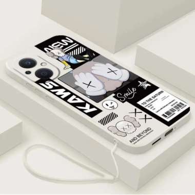 Casing OPPO Reno 7z 8z Trendy Smile FREE TALI LANYARD Silicone Square RENO 8Z Putih