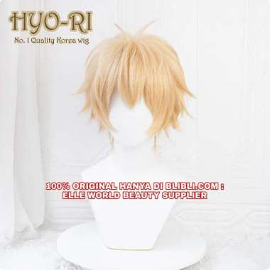 READY STOCK - FULL WIG DENJI WIG COSPLAY ANIME CHAINSAW MAN WIG COWO COWOK PRIA PENDEK LURUS BLONDE 