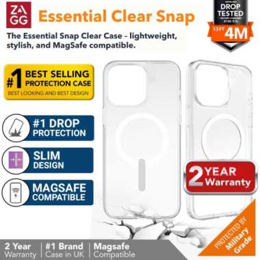 ZAGG Essential Clear Snap Case iPhone 15 Pro Max Pro Casing Magsafe iPhone 15 Pro Max