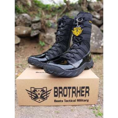 BROTRHER SEPATU BOOT KOMANDO KULIT KILAP SEPATU TNI Polri 40 Sol komando