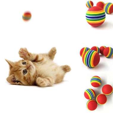 Bola Kucing Pelangi Mini Mainan Kucing Mainan Anak Kucing Bola Gigitan
