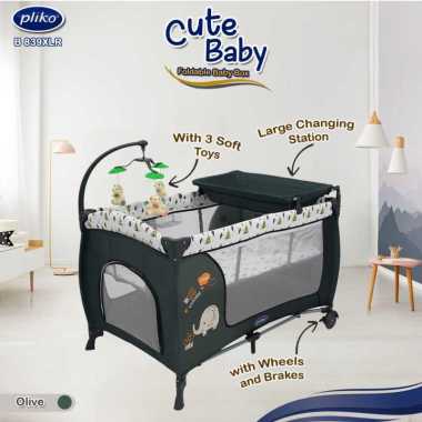Pliko B 839 XLR Cute Baby Box Tempat Tidur Bayi Rocking Olive