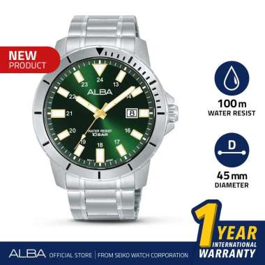 Jam Tangan Pria Alba AS9R95 Stainless Steel Silver Quartz Original
