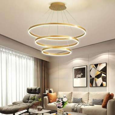 Lampu Gantung Minimalis Modern Ruang Tamu Gold 3 Ring LED 5108818 Multicolor