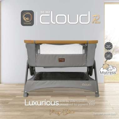 Box Bayi Babyelle PRESTIGE BE 968 CLOUD PLINE Bedside Baby Crib GREY