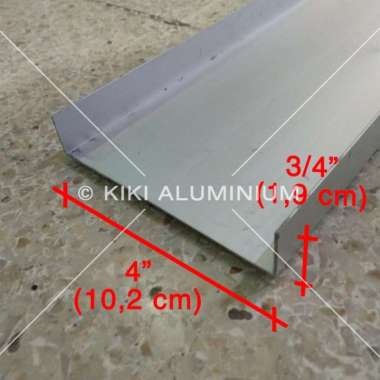 Kanal U Aluminium 3/4" X 4" - 1,9 Cm X 10,16 Cm - Panjang 6 Meter Terbaik Hitam
