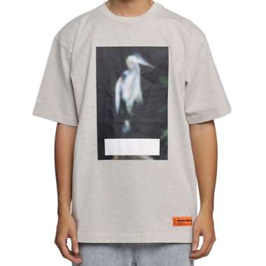HERON PRESTON Men Censored Heron Oversized T-Shirt in Grey S