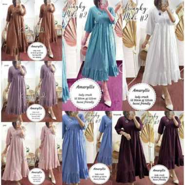 FBT Gamis Wanita Busui Terbaru KRINGKY MIDI DRESS CRINKLE AIRFLOW KANCING DEPAN AKTIF Dress Kondanga